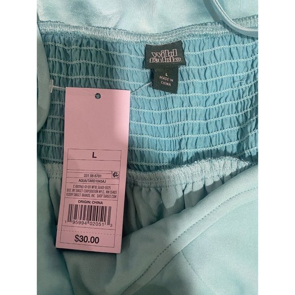 NWT Wild Fable Women's Aqua Blue Satin Slip Dress Sleeveless Size Large - Picture 11 of 12